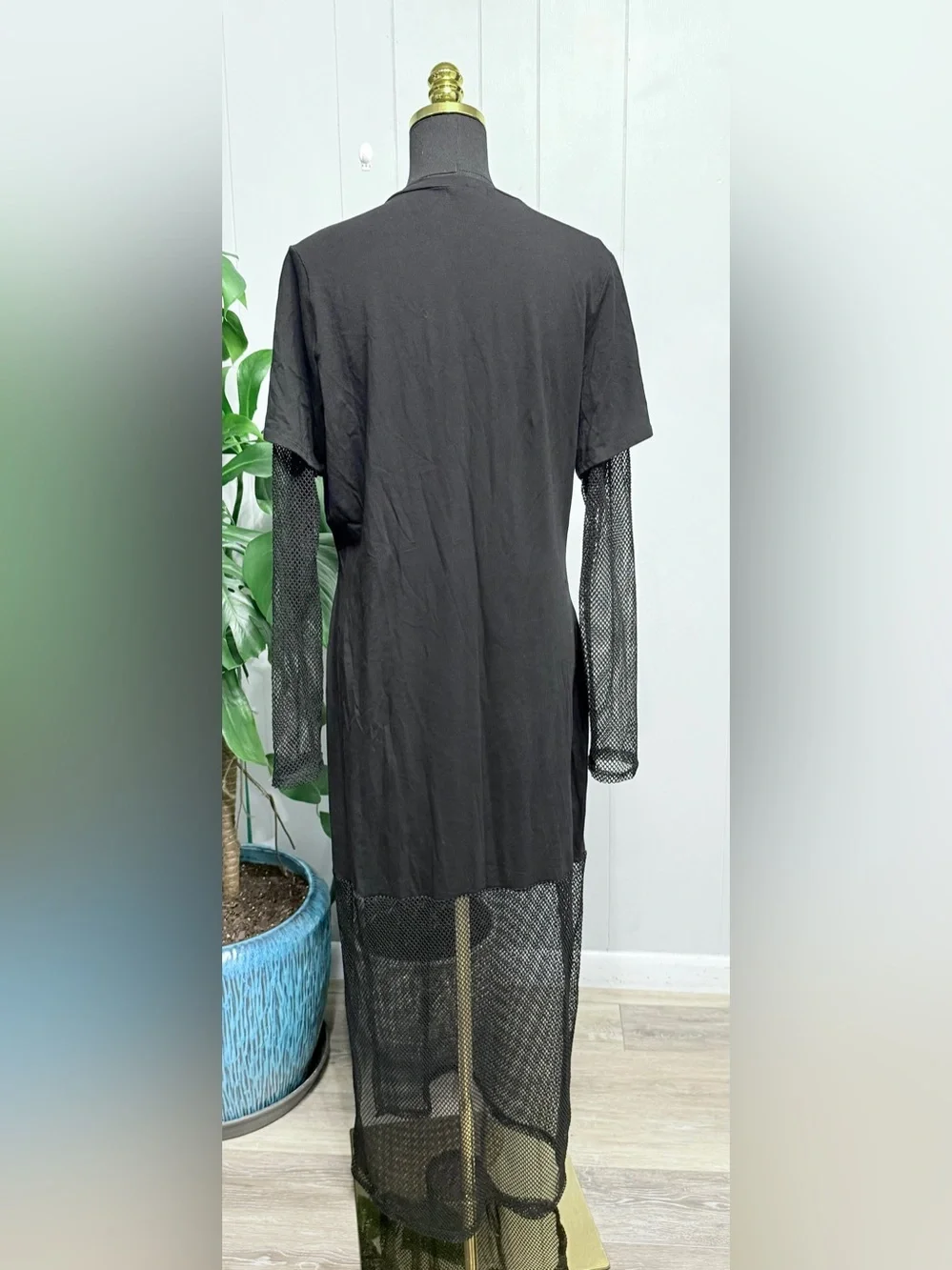 Fashion Nova Word Tour 1978 Black Maxi Dress with Gold and Orange Eagle Graphic