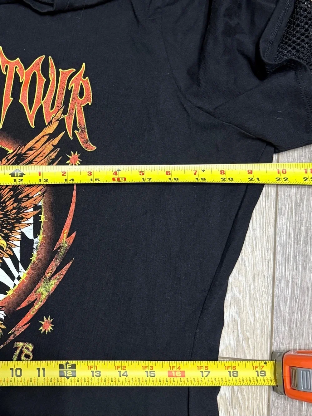 Fashion Nova Word Tour 1978 Black Maxi Dress with Gold and Orange Eagle Graphic