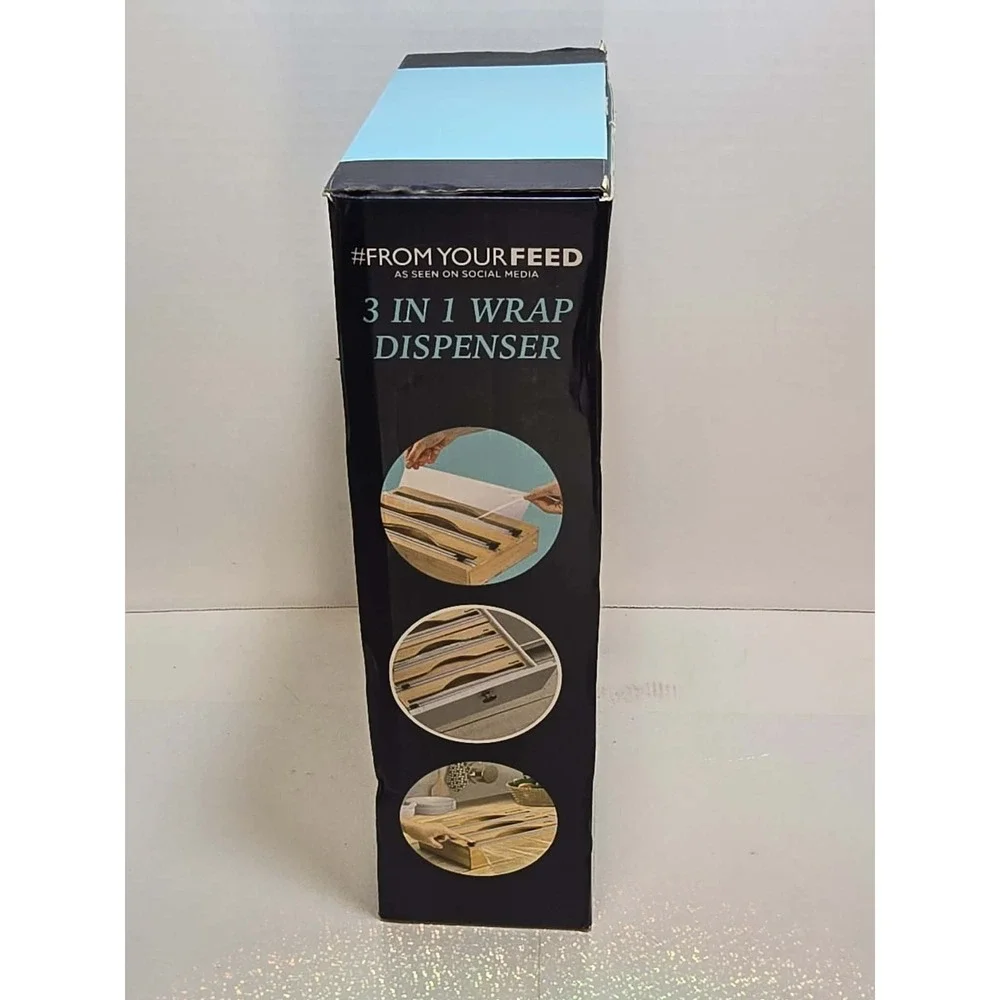 #FromYourFeed 3 In 1 Wrap Dispenser Bamboo Kitchen Organizer NIB 📦✨‎
