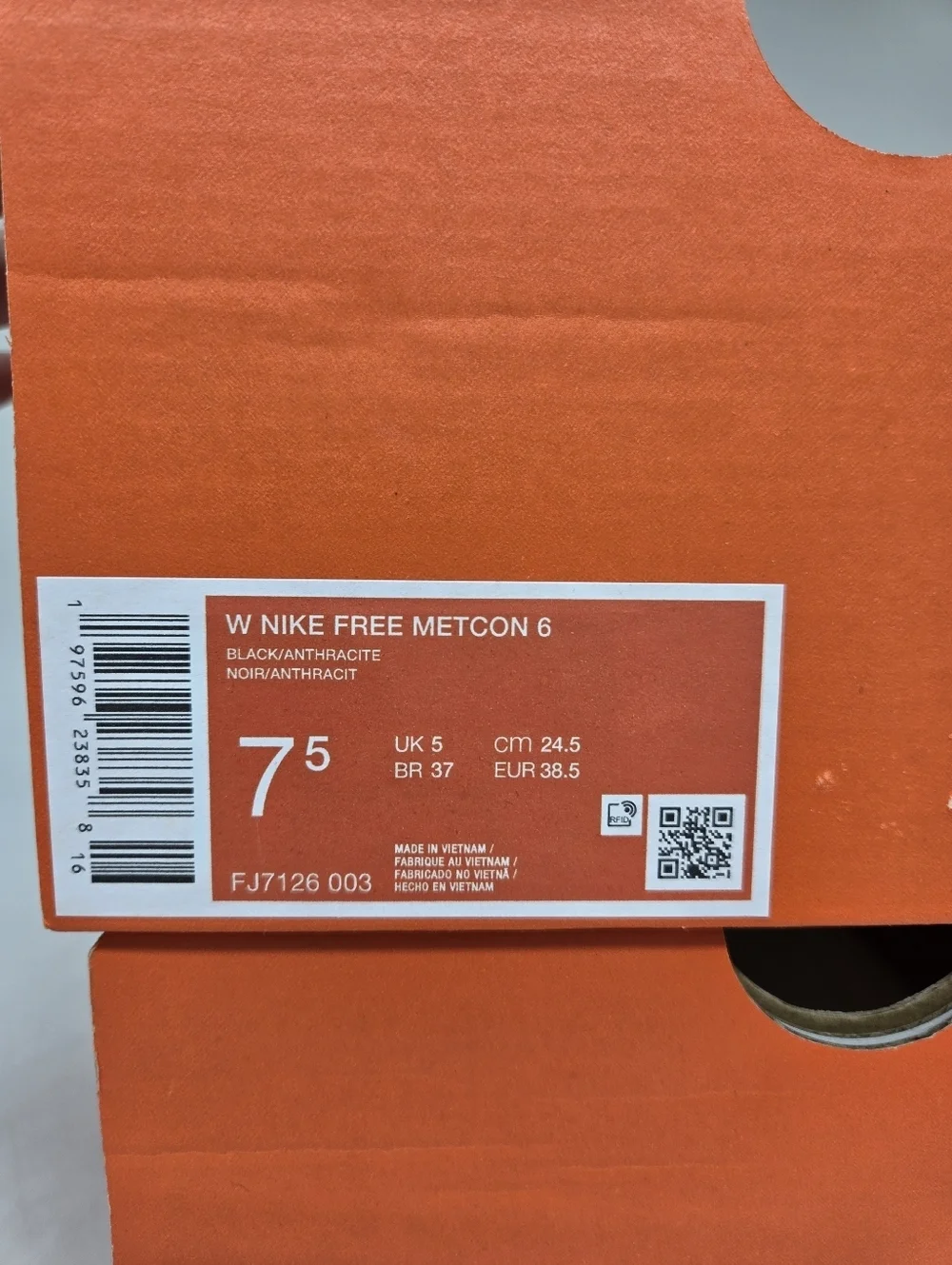 Nike Free Metcon 6 Black Anthracite Women's Workout Shoes Size 7.5 New