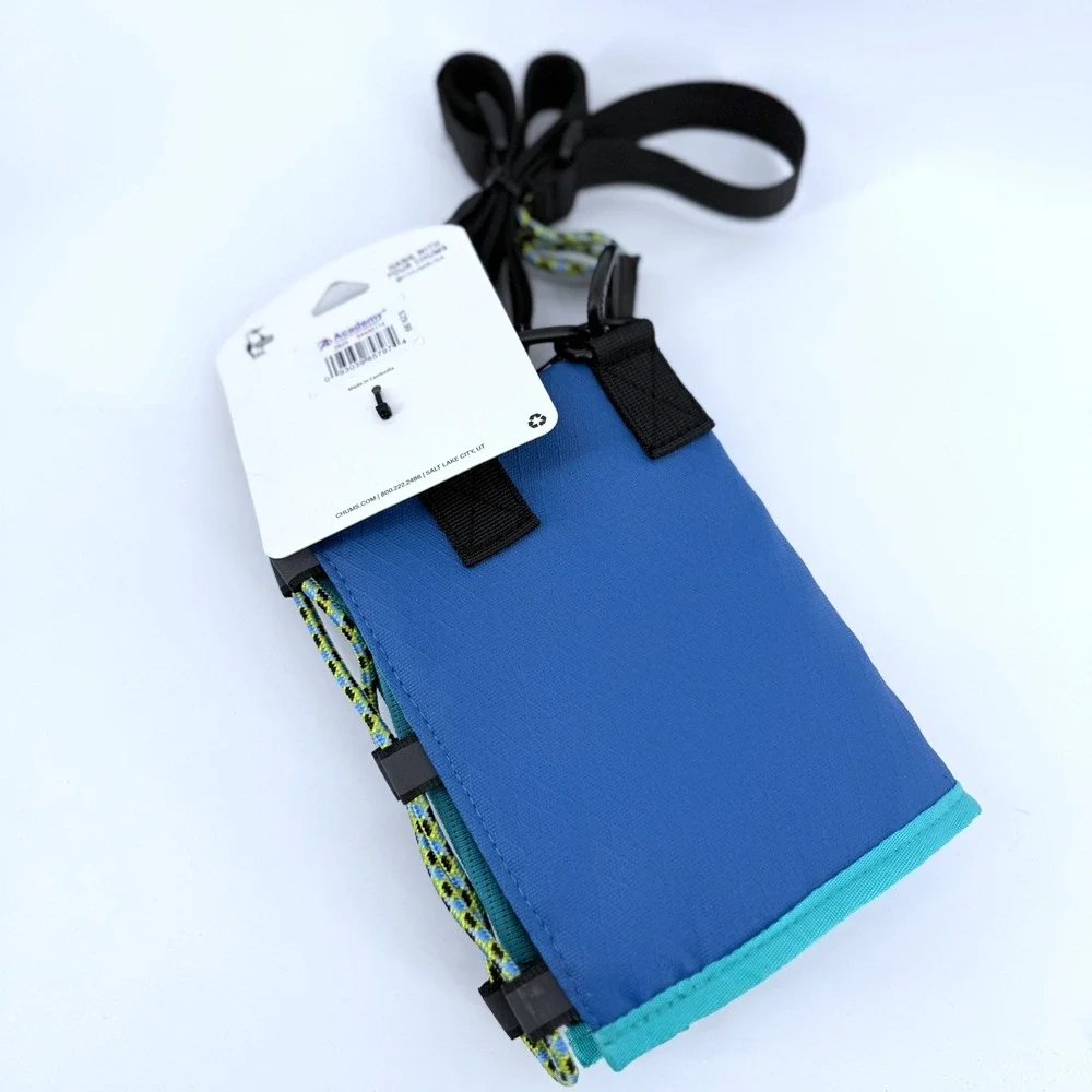 NEW Chums Rover Bottle Sling Unisex OS Bottle Sling Blue Teal Bungee Mesh Zipped