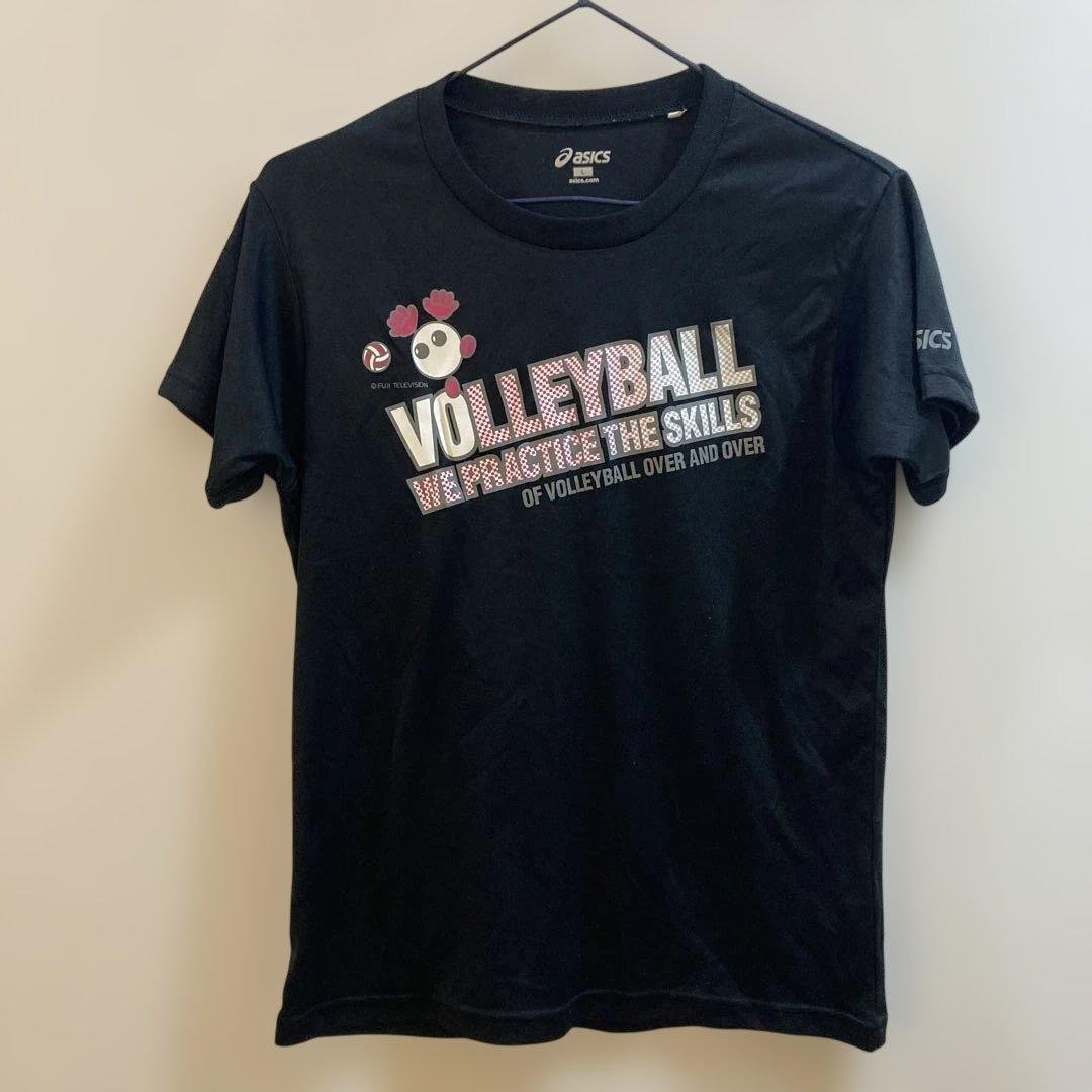 K1735 Asics Volleyball Short Sleeve T-Shirt L Black Women's